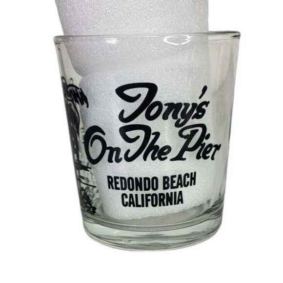 Vintage 60s MCM Tony's On The Pier Redondo Beach California Glass Rocks Glasses - Picture 8 of 15